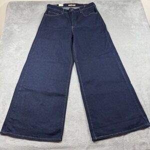 Levi's Premium 728‎ High Rise Wide Leg Jeans Women 33 Blue Dark Wash Denim NWT